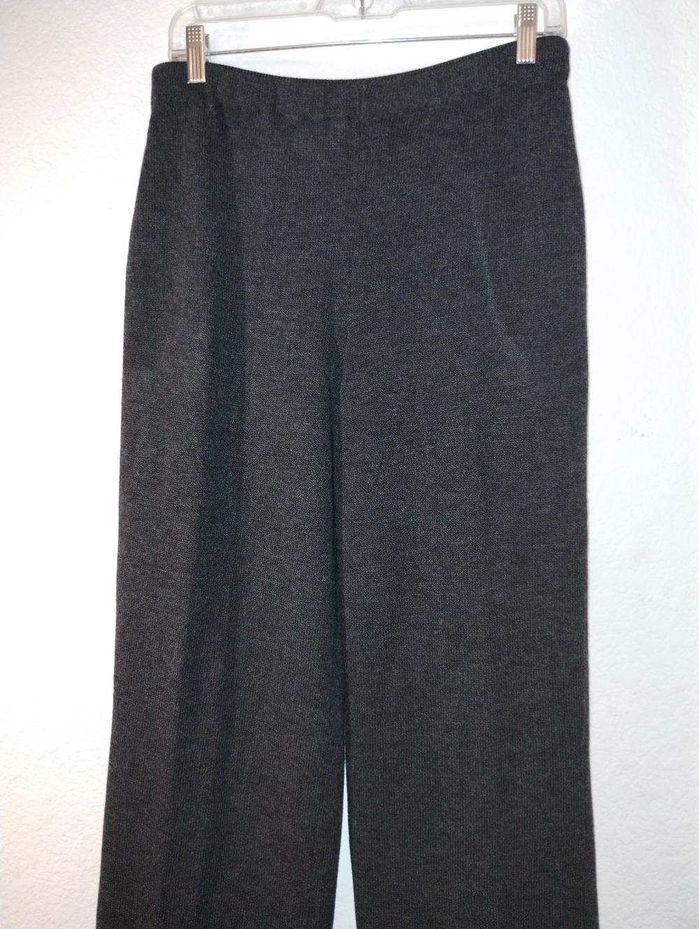 St John Santana Knit Charcoal Gray Wide-Leg Pants sz 10 Special Occasion